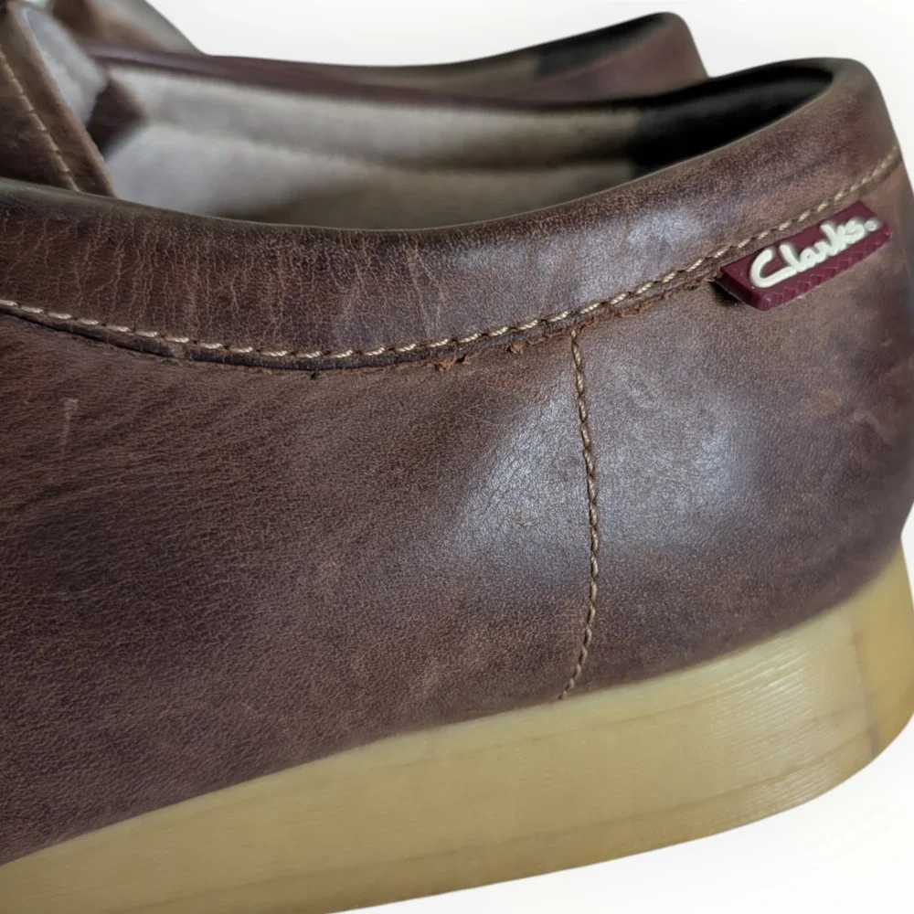 Clarks Collection Wallabee Classic Brown Leather Moc Toe EVO Shoes Size 10 Mens